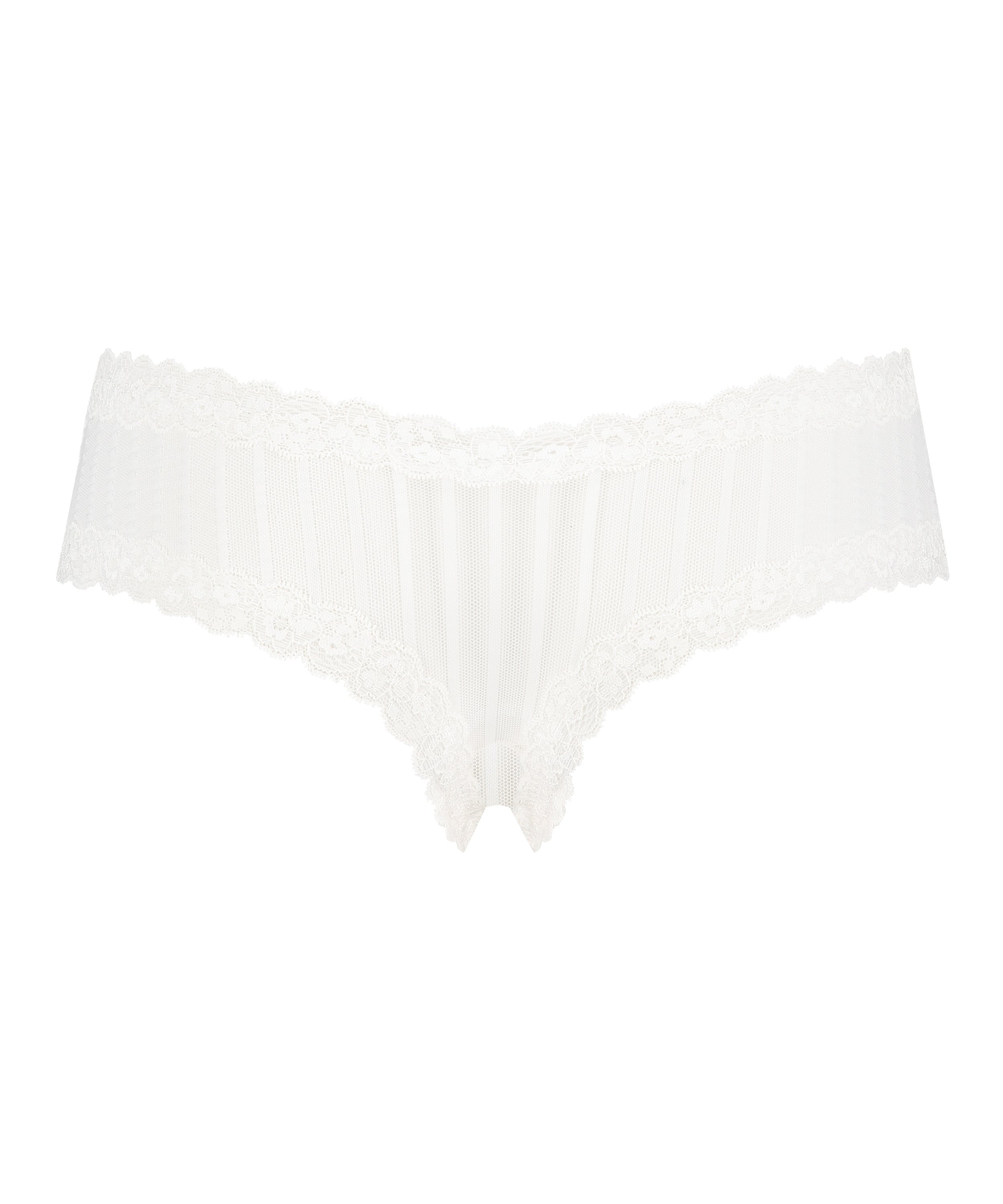 V-shaped Brazilian knickers mesh, White, main