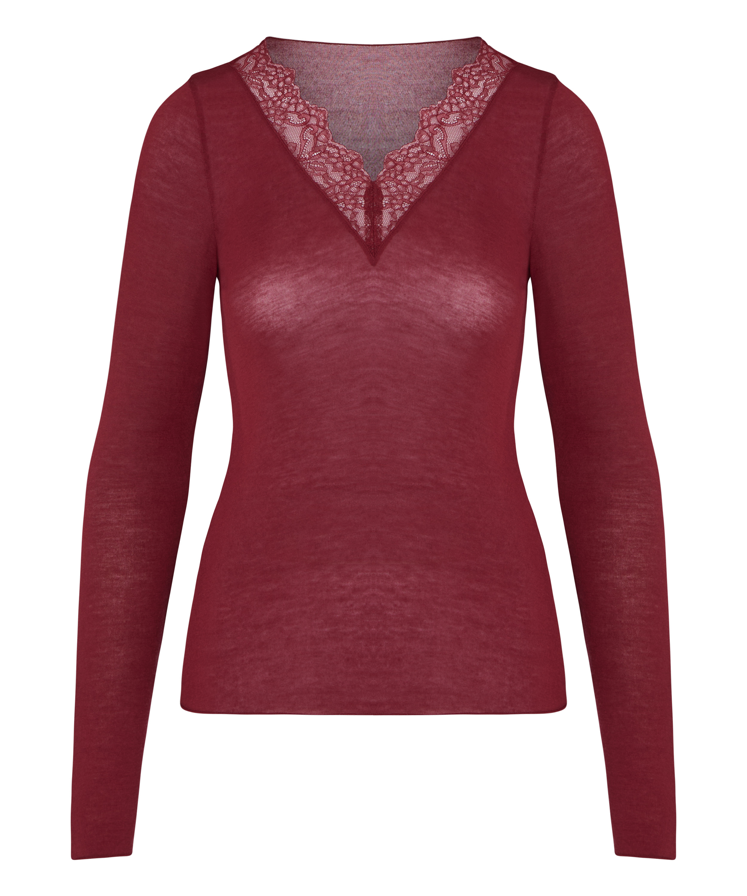 super soft Lace V-Neck shirt with Cashmere, Red, main