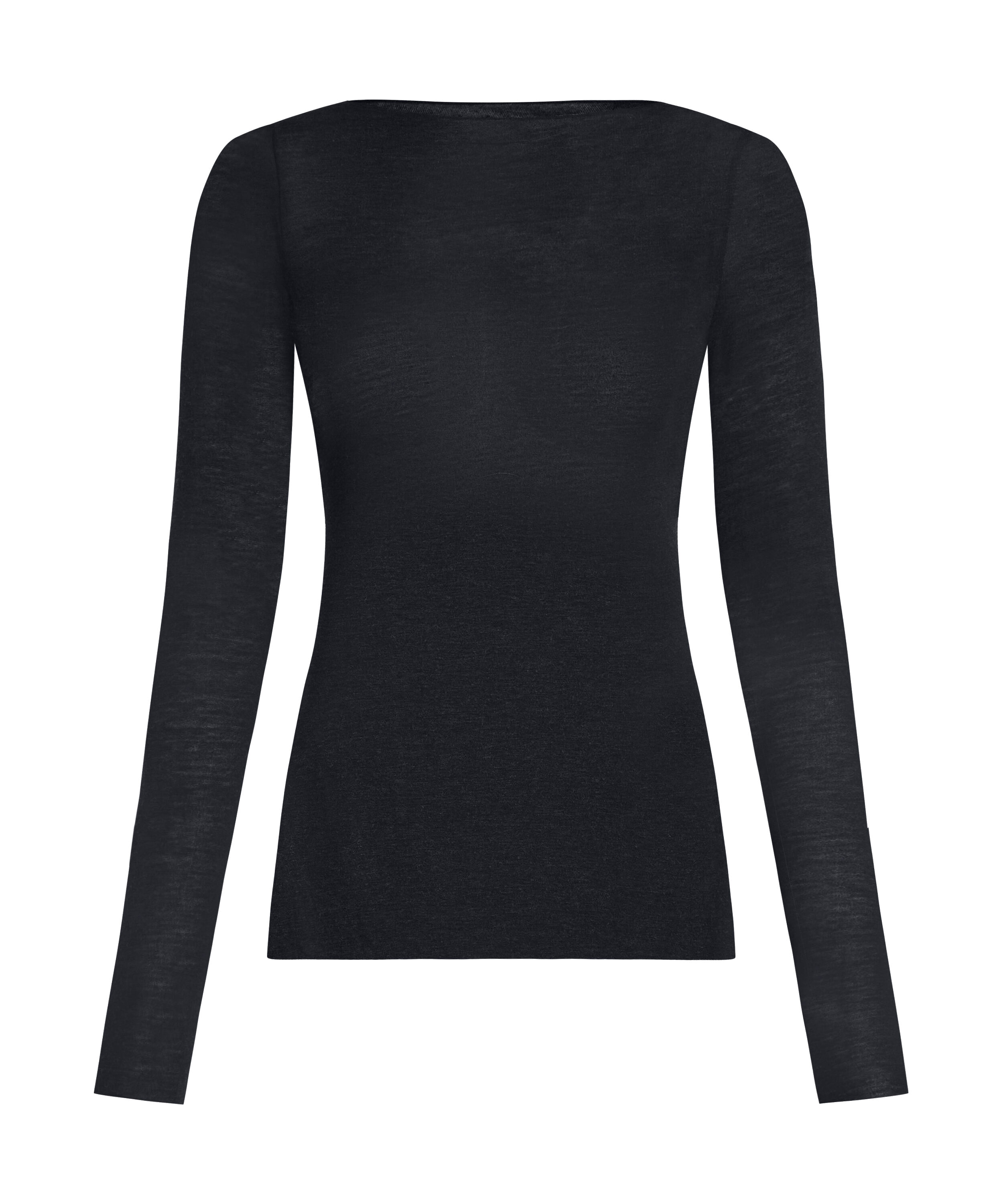 super soft Boatneck Shirt with Cashmere, Black
