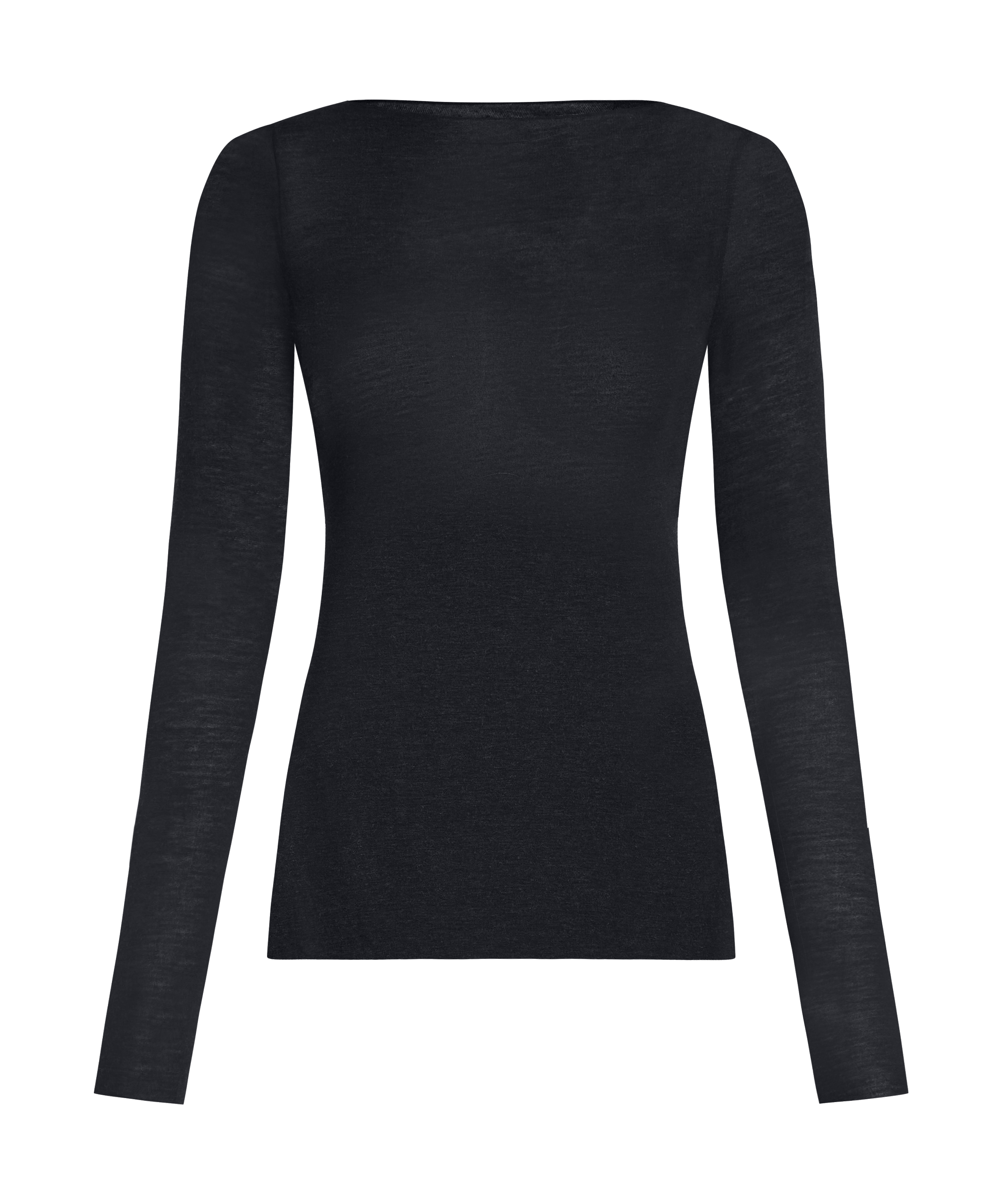 super soft Boatneck Shirt with Cashmere, Black, main