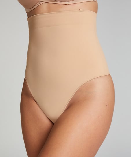Seamless Enhancing High Waisted Thong, Beige