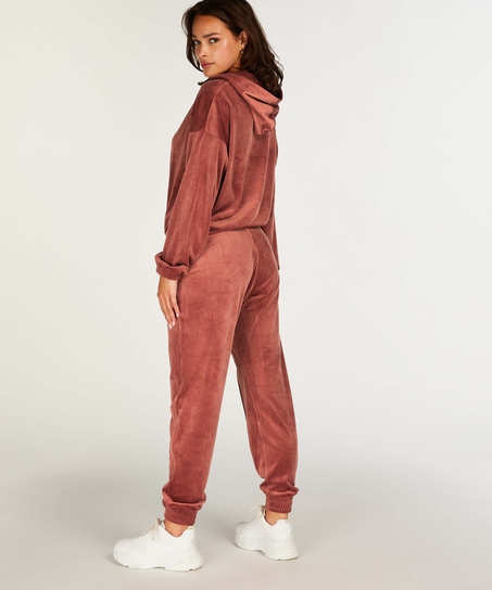 Tall Velours Jogging Bottoms, Brown