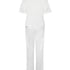 Cozy up in style with this charming pyjama set, designed for ultimate comfort and playful flair. Made from soft, breathable fabric, the set features long pants with an elasticated waist for a perfect, flexible fit and a short-sleeved top. Together, they create a relaxed, coordinated look ideal for lounging or sleeping., White