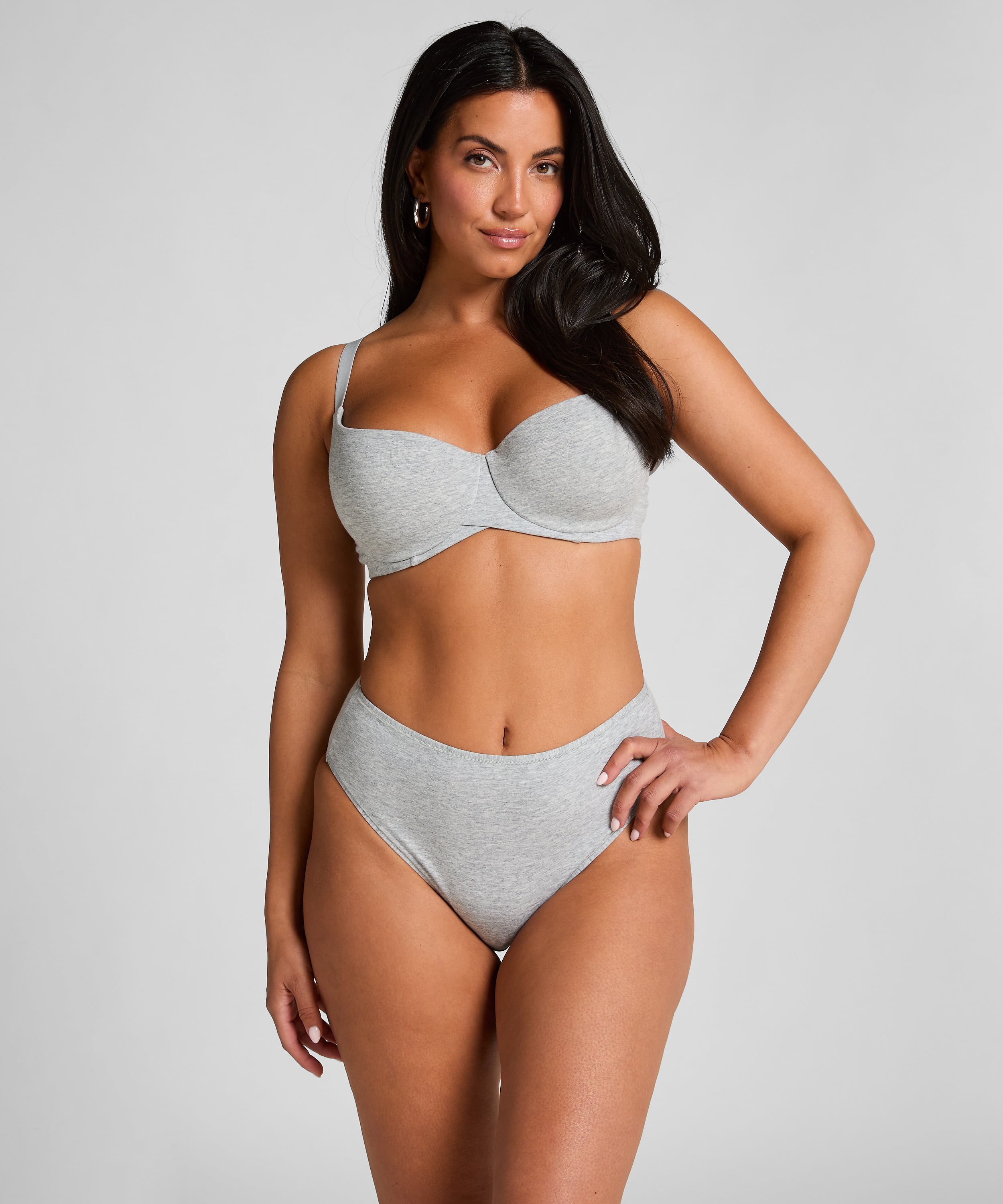Cotton Padded Underwired Bra, Gray, main