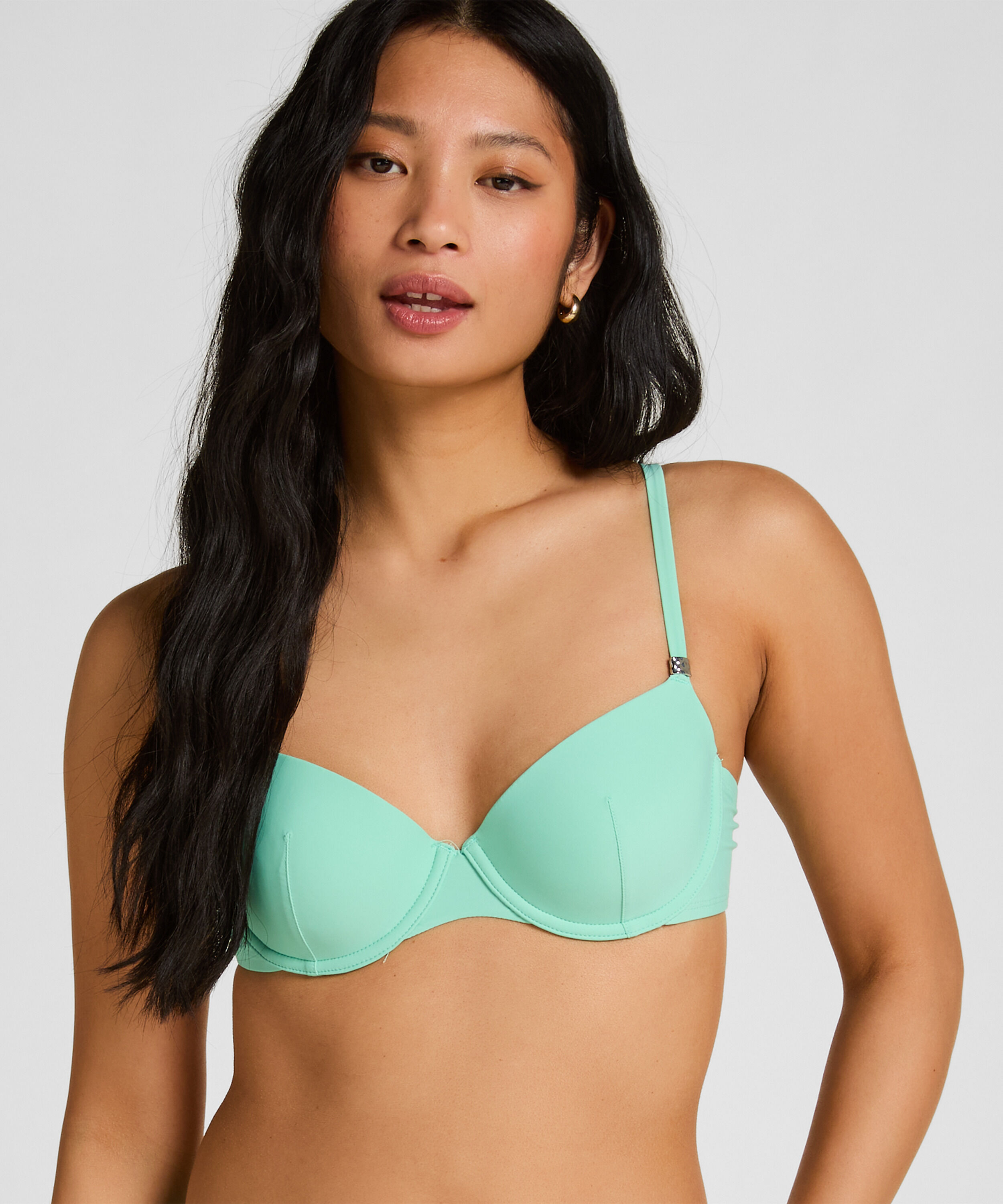 Luxe Padded Underwired Bikini Top, Green