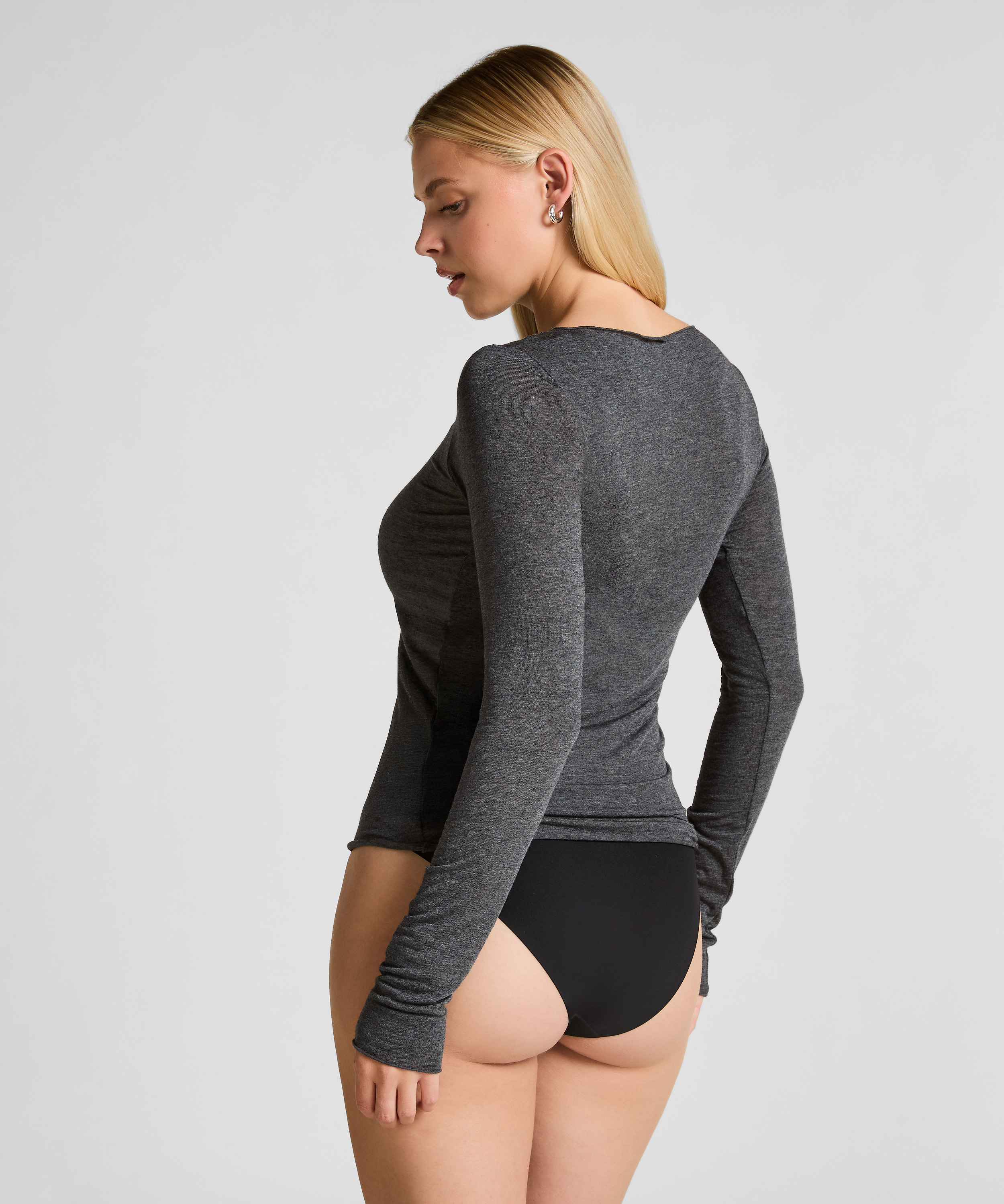 super soft Boatneck shirt with Cashmere, Gray, main