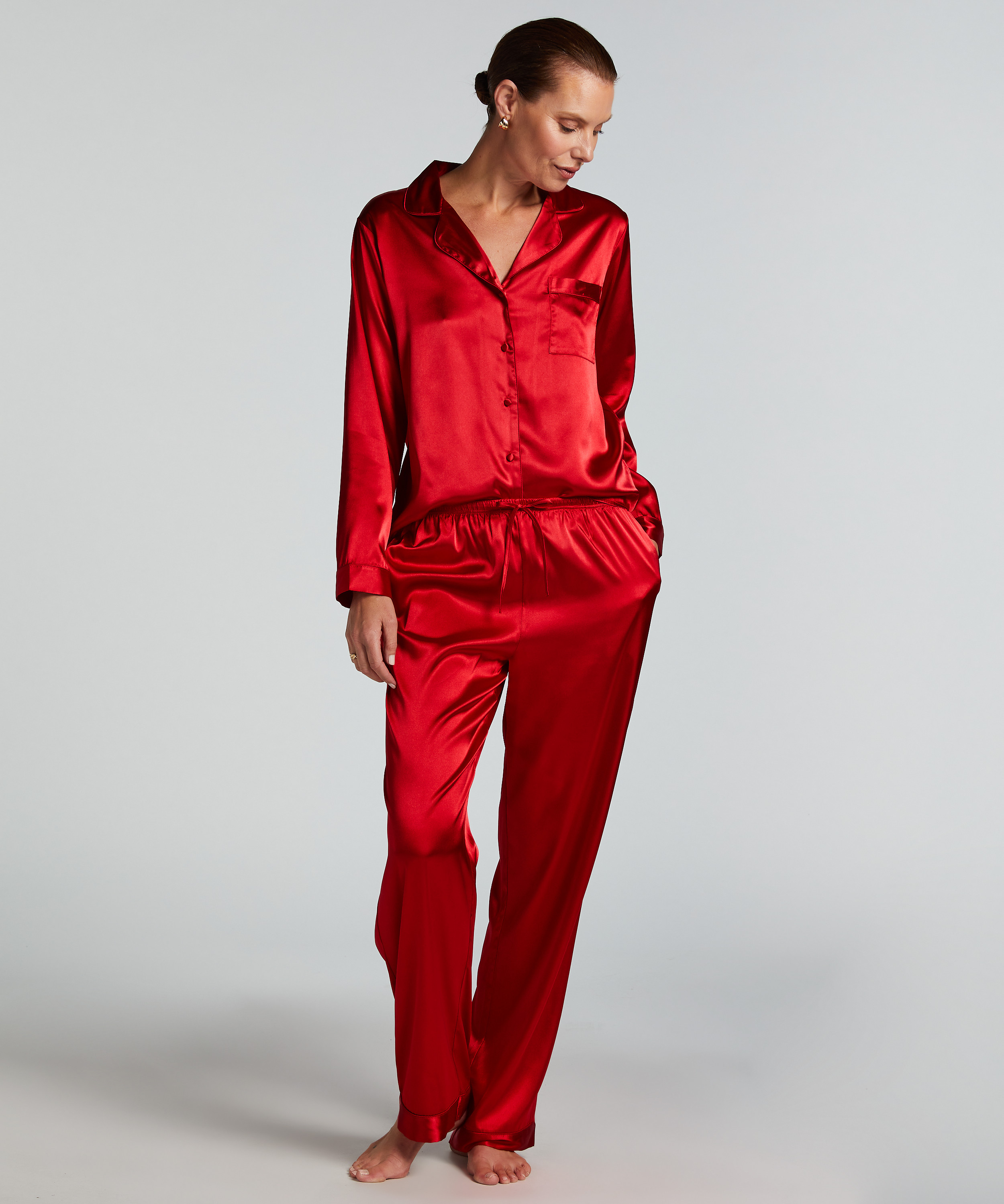 Satin Trousers, Red, main