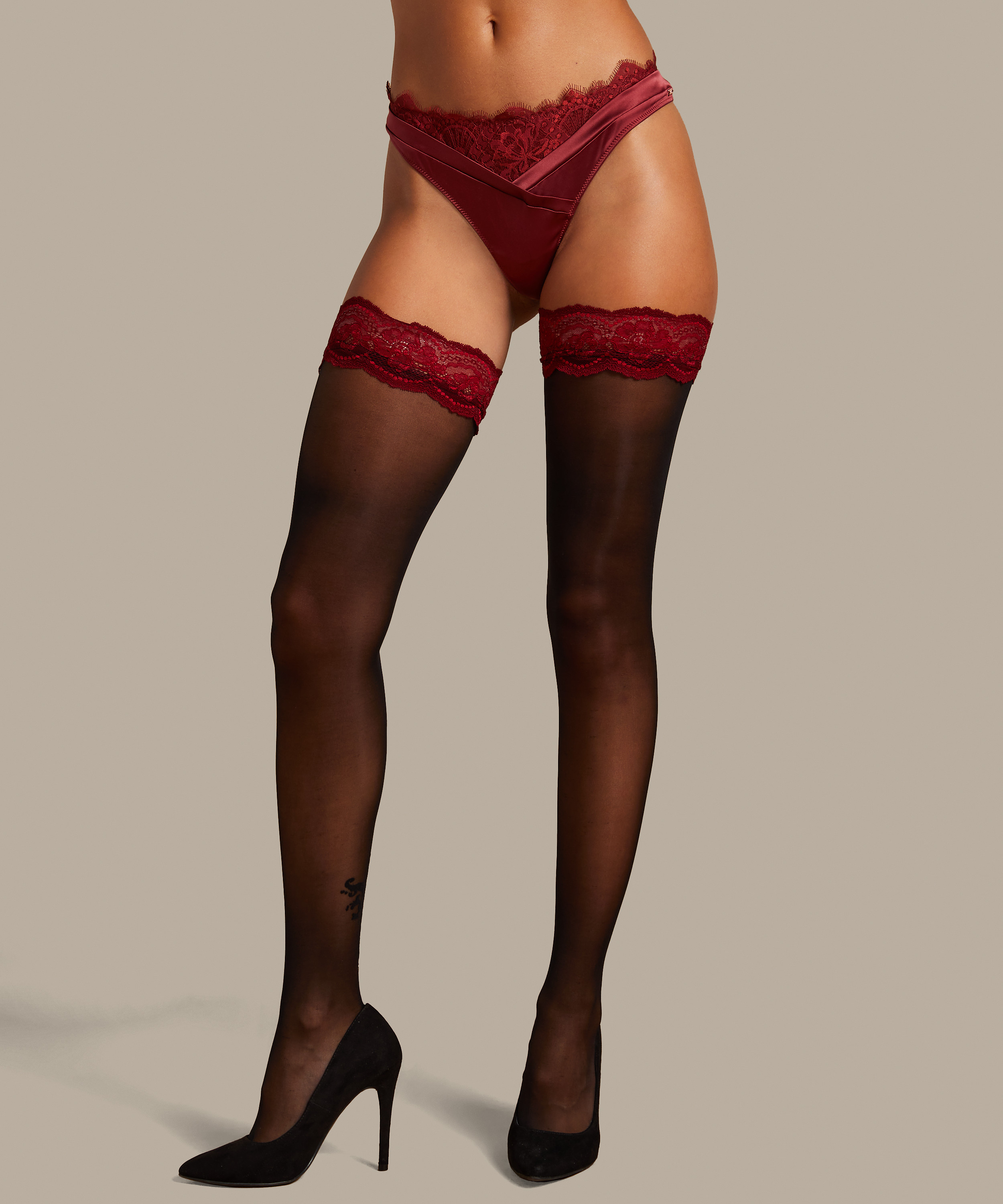 Zoe 20 Denier Noir Hold-Ups, Red, main
