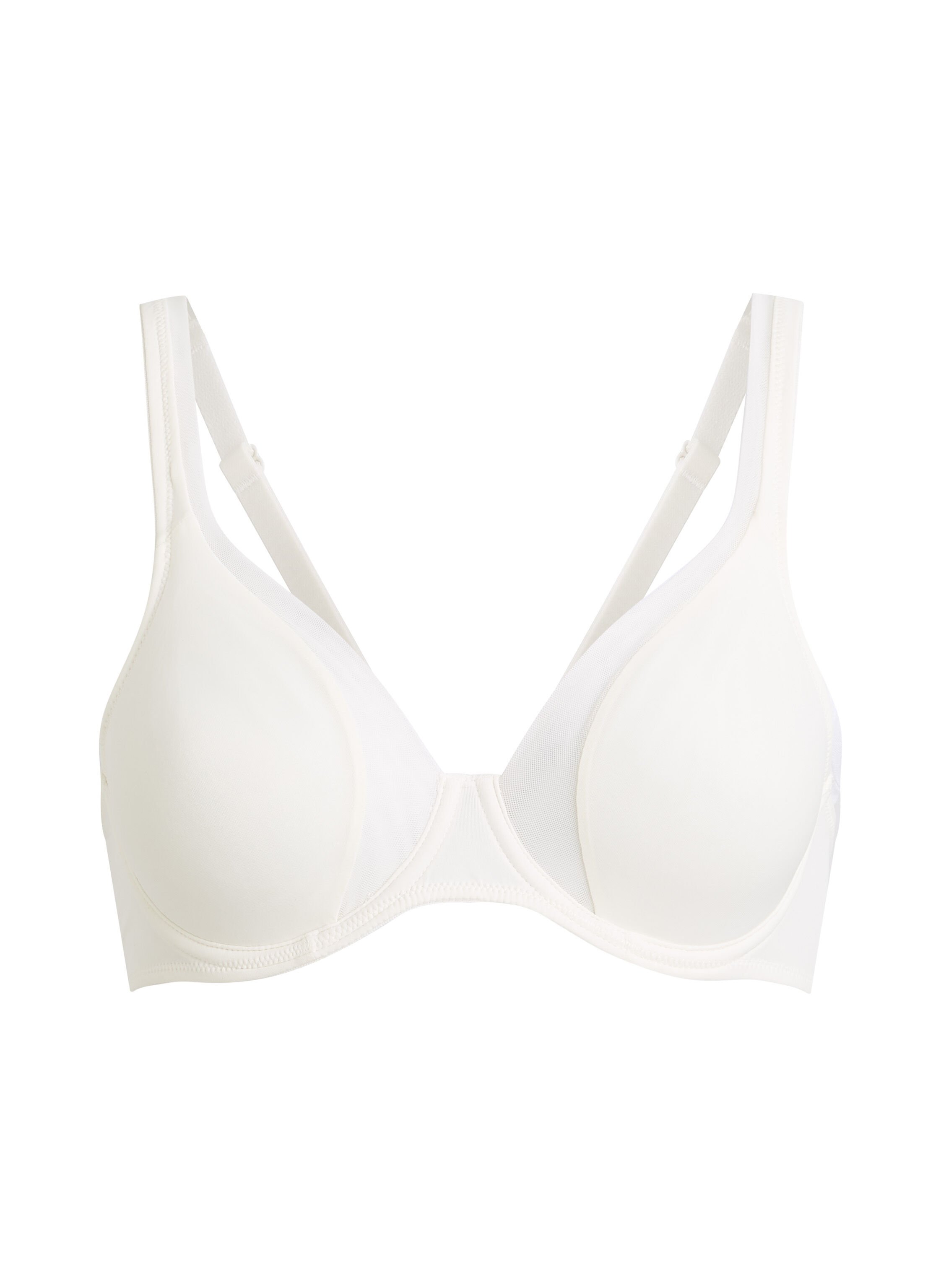 Mesh non-padded underwired bra, White
