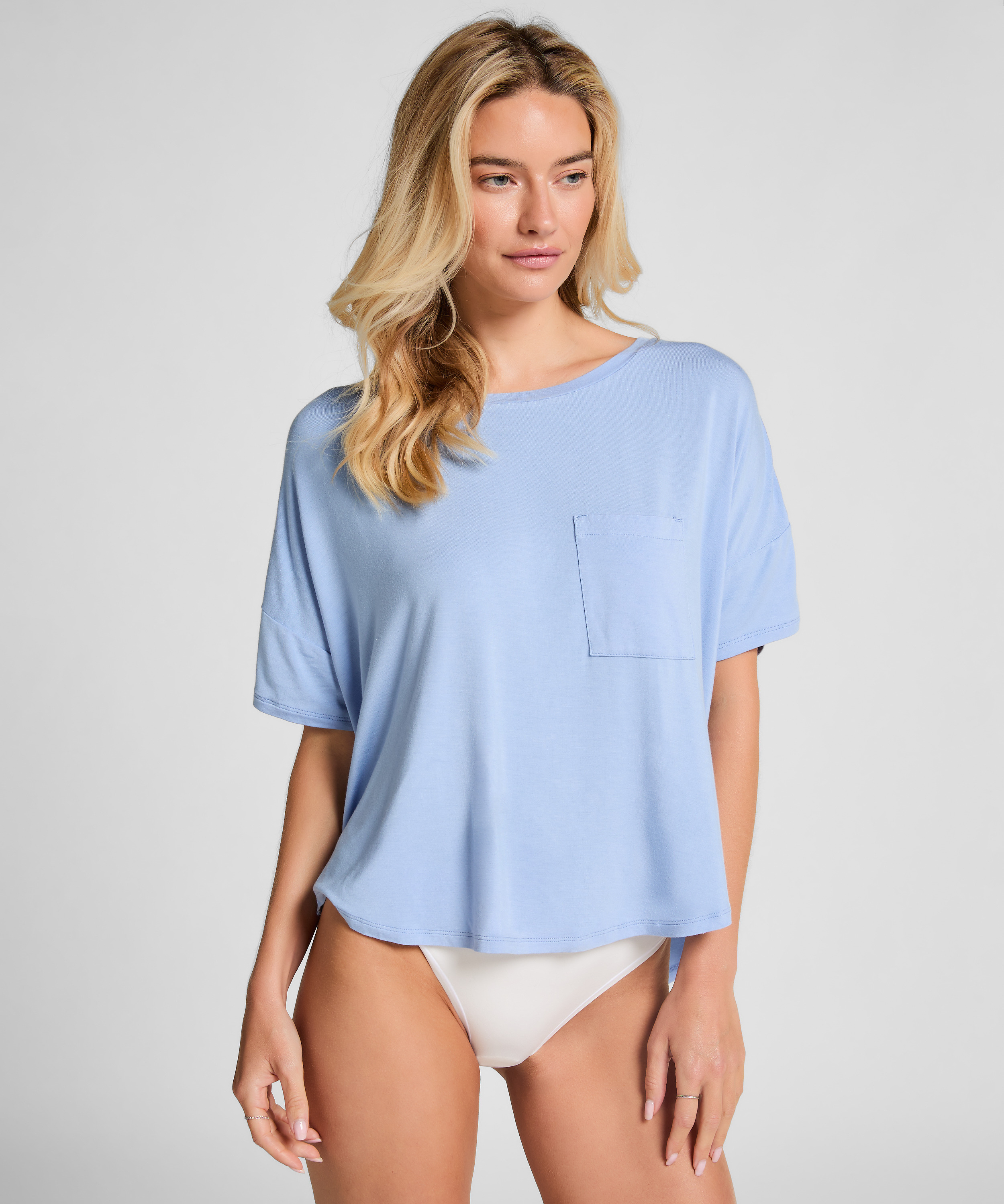 Short-Sleeved Top, Blue, main