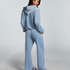 Velour hoodie jacket, Blue