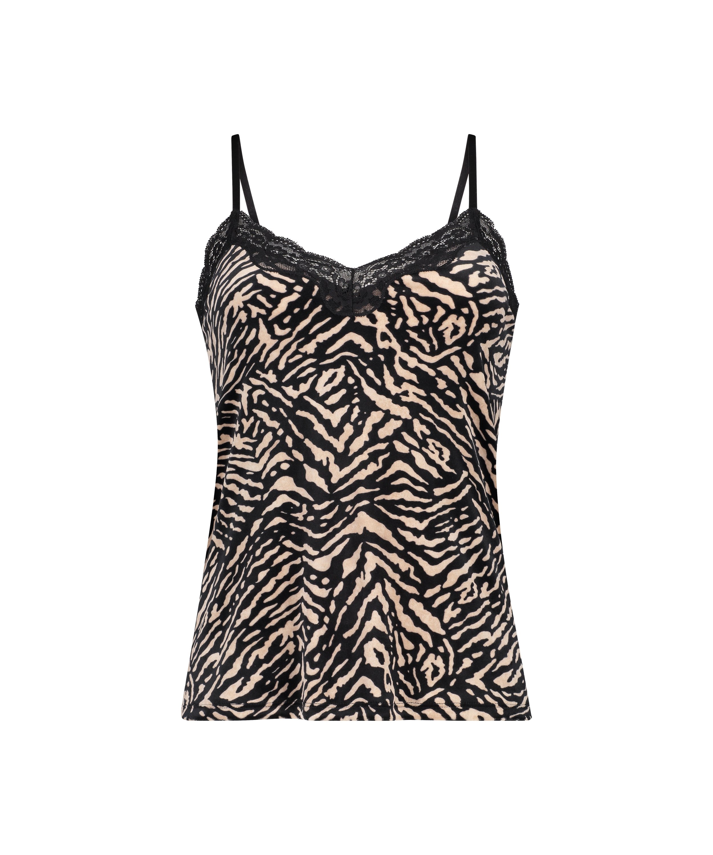 Zebra velvet cami top, Black, main