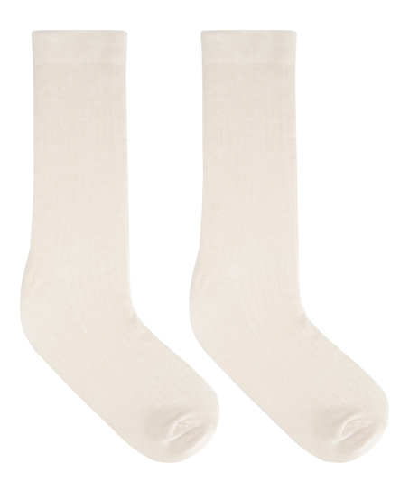 Cashmere Blend Ribbed Socks, Gray