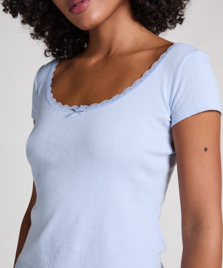 Pointelle Top, Blue