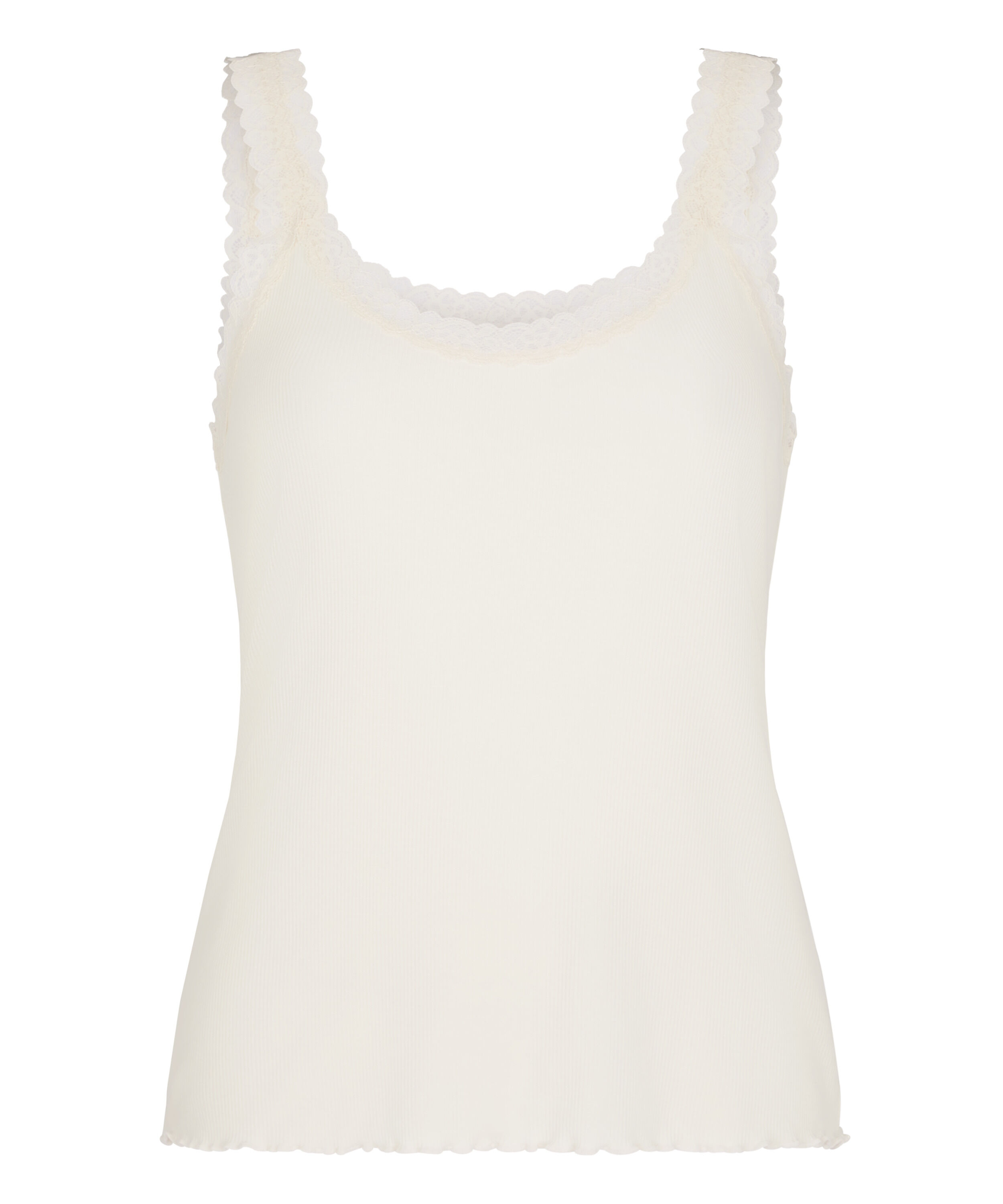 Singlet Rib Jersey Lace, White