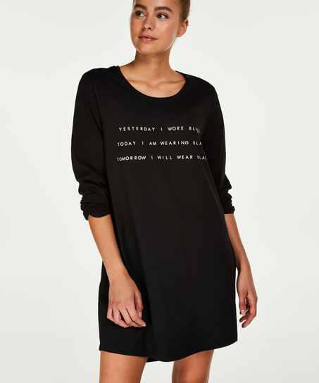 Round Neck Nightshirt, Black
