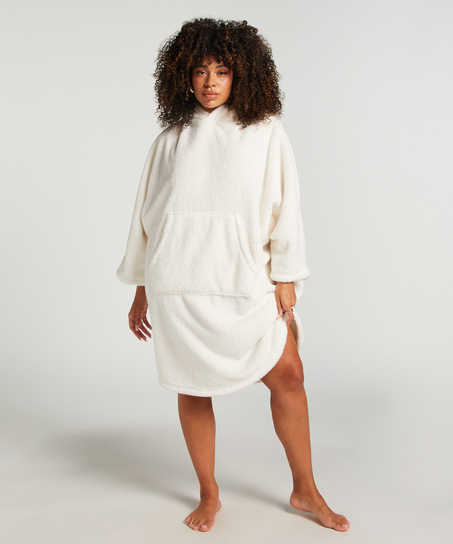 Snuggle Fleece Lounge Dress, White