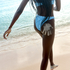 Scallop High-Leg Bikini Bottoms, Blue