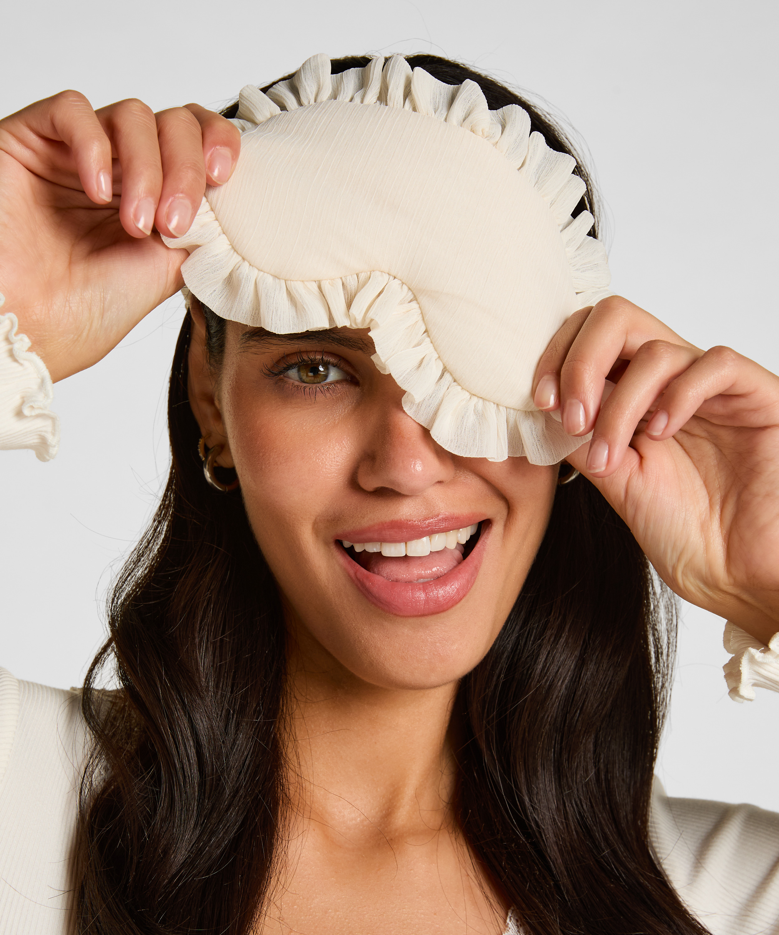 Eyemask Ruffle, White, main