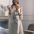Kimono Long Satin Floral, White