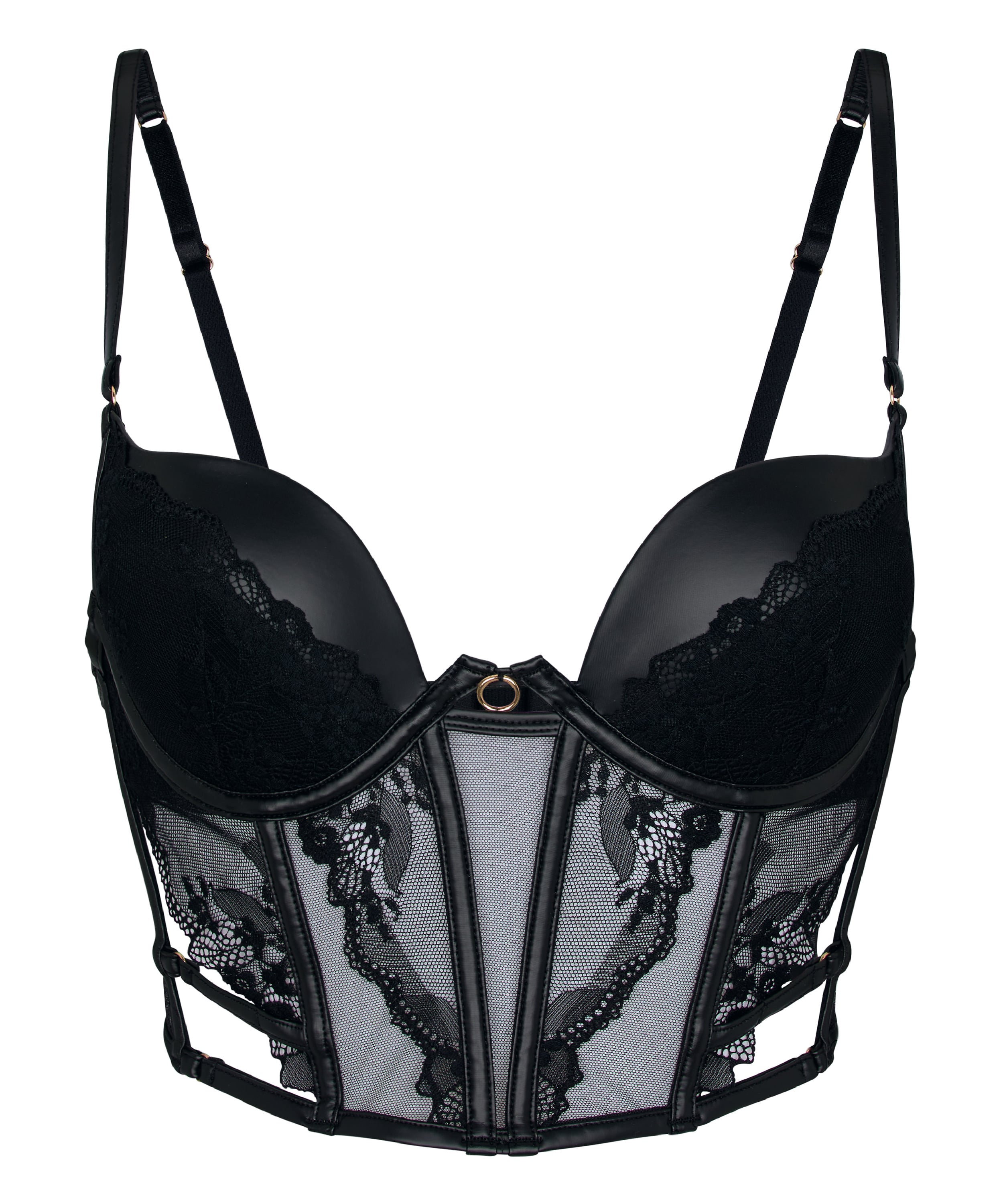 Padded Underwired Longline Bra Ilenia, Black, main
