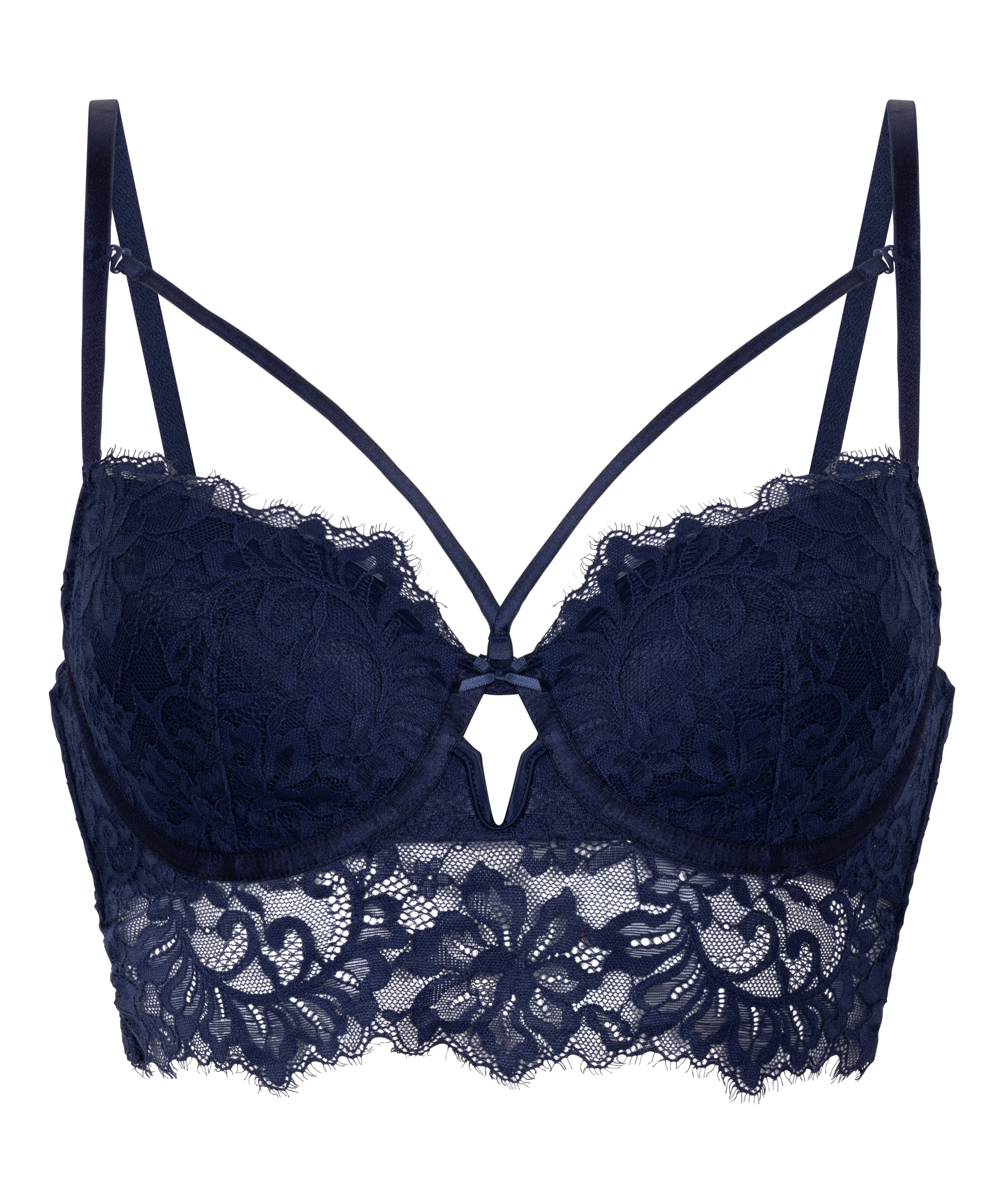 Isabella Padded Underwired Longline Bra, Blue, main