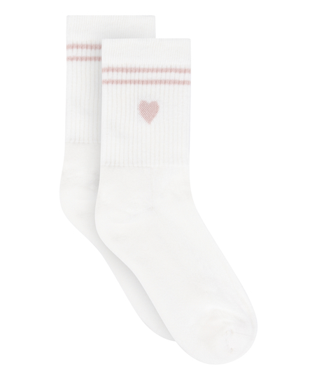 Cotton Crew Socks, White
