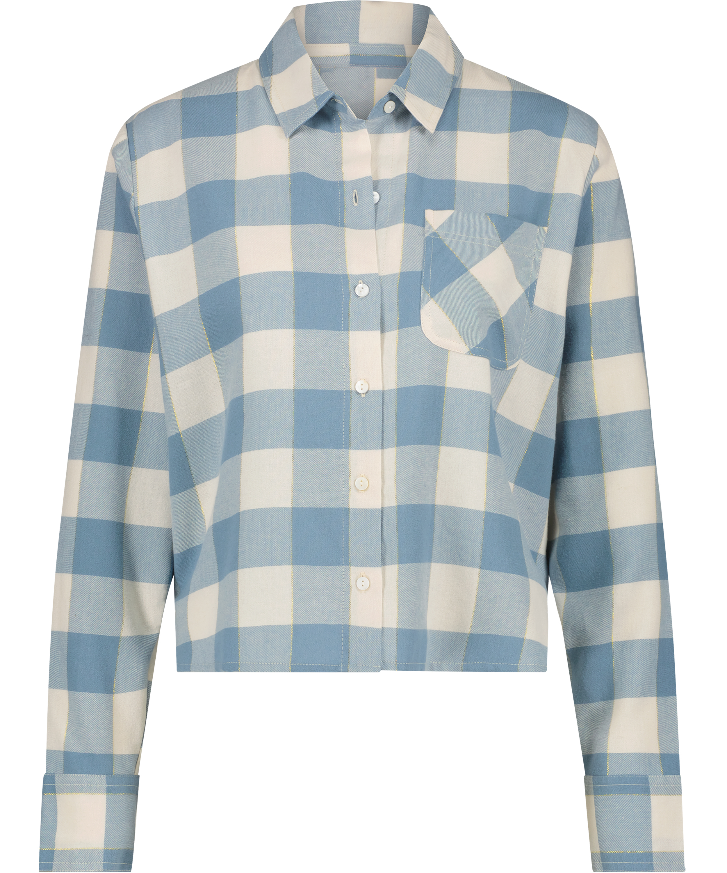 Flannel Pyjama Top, Blue, main