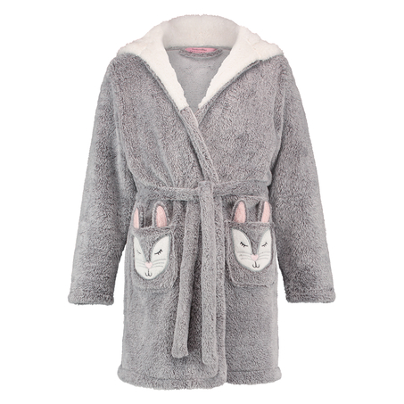 Teens Fleece Bathrobe, Gray