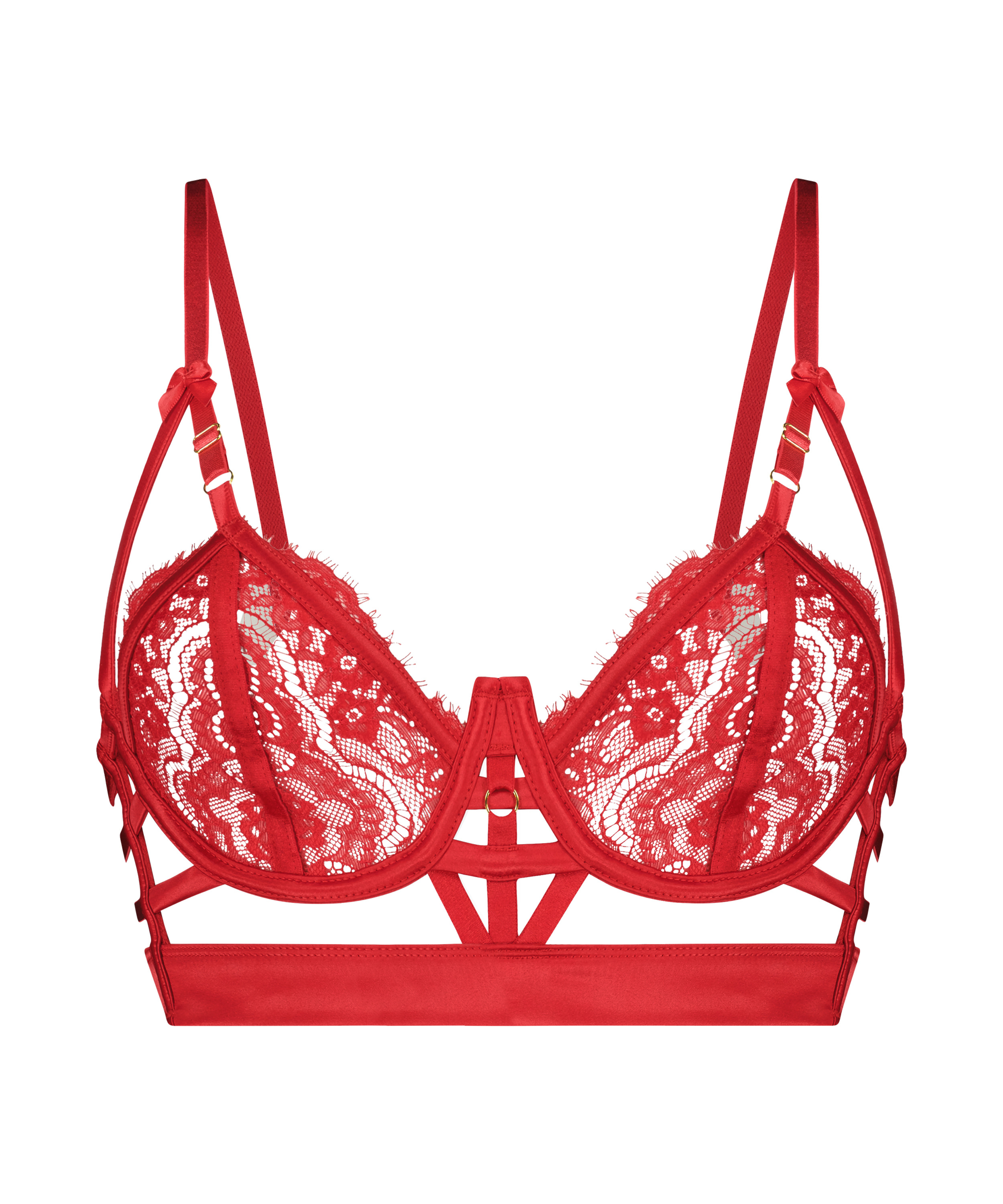 Mitzy non-padded longline underwired bra, Red, main
