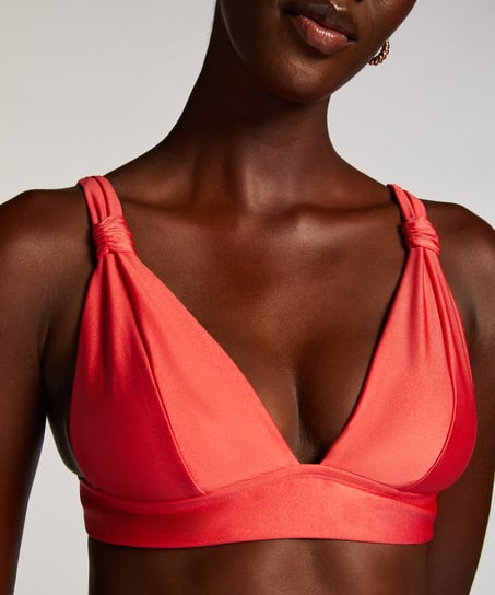 Luxe Triangle Bikini Top, Red