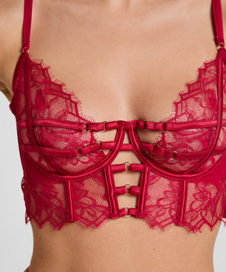 Non-Padded Underwired Longline Bra Bea, Red