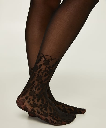 Lace Sock Tights, Black