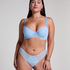 Cherry Padded Underwired Bra, Blue