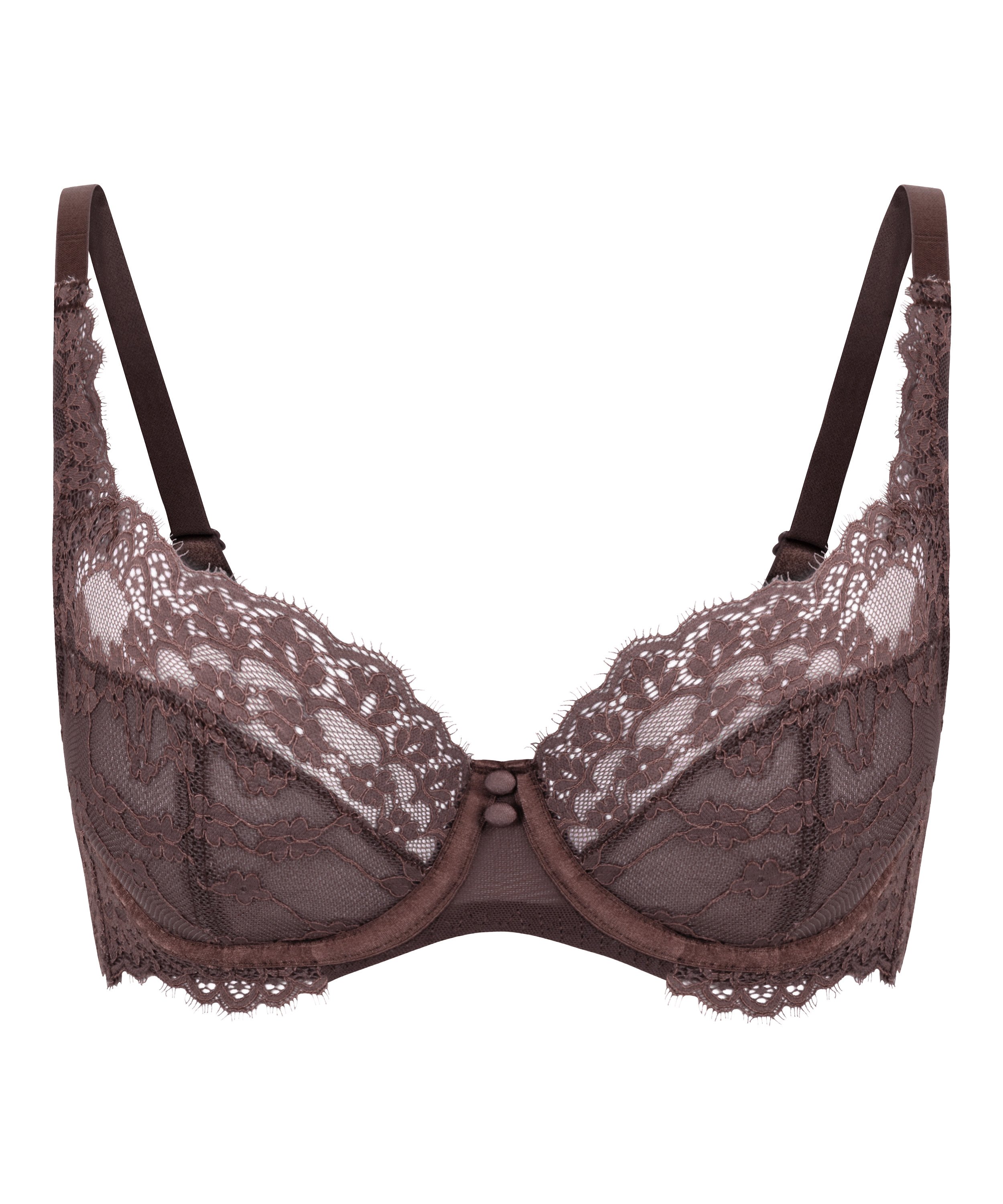 Daisy Non-Padded Underwired Bra, Brown, main