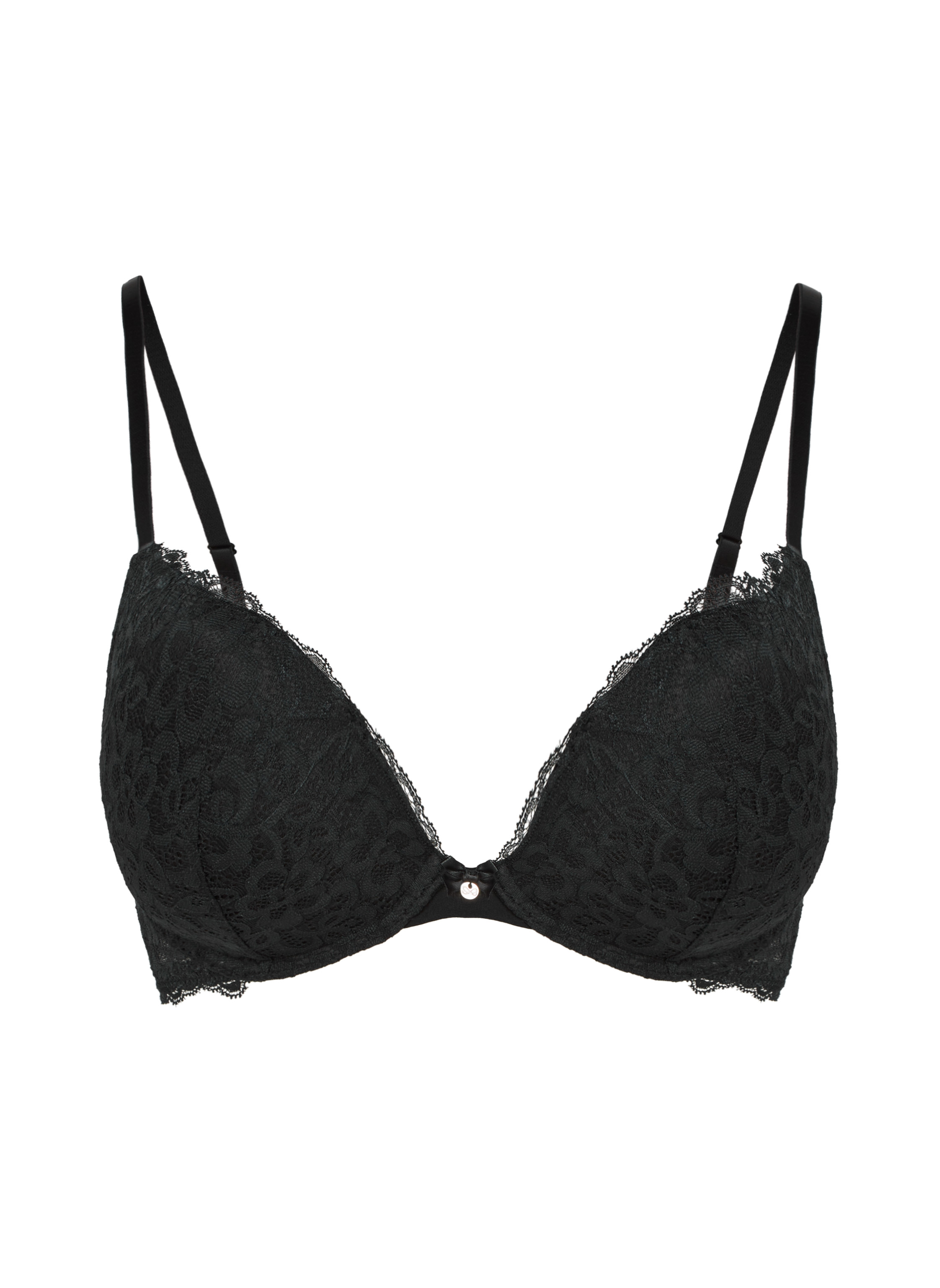 Marine Padded Push-Up Underwired Bra, Black, main