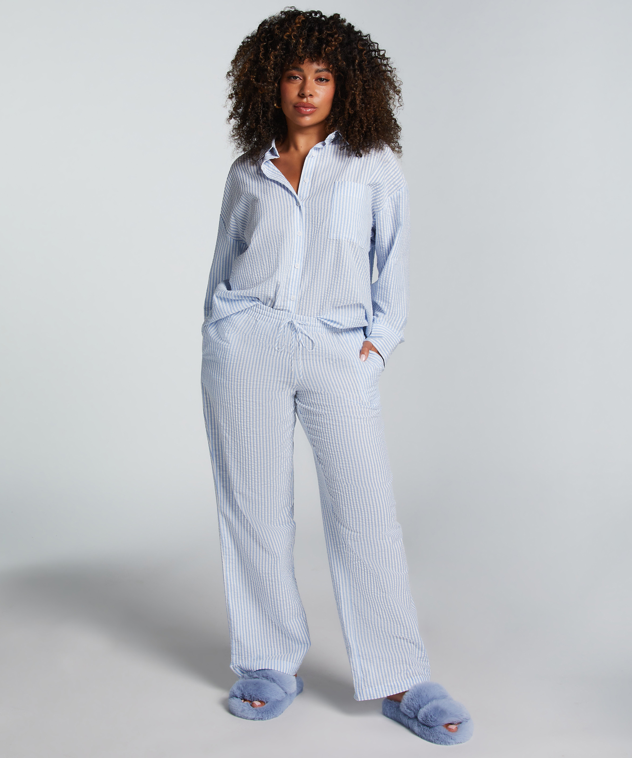 Cotton Pyjama Pants, Blue, main