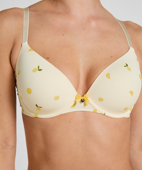 Plunge Padded Underwired Bra, Yellow