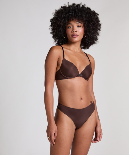 Plunge Padded Underwired Bra, Brown
