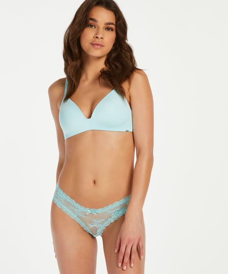 V-shaped Brazilian knickers mesh, Blue