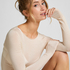 super soft Boatneck Shirt with Cashmere, White