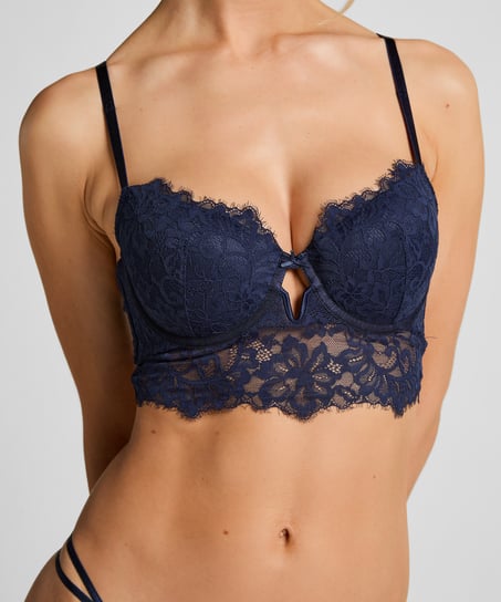 Isabella Padded Underwired Longline Bra, Blue