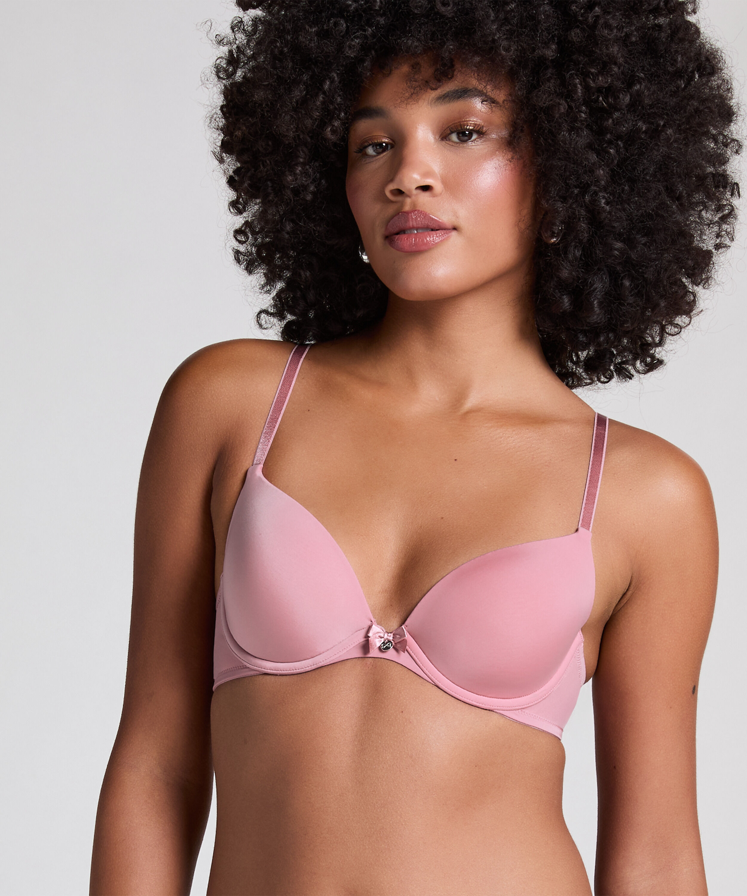 Plunge Padded Underwired Bra, Pink