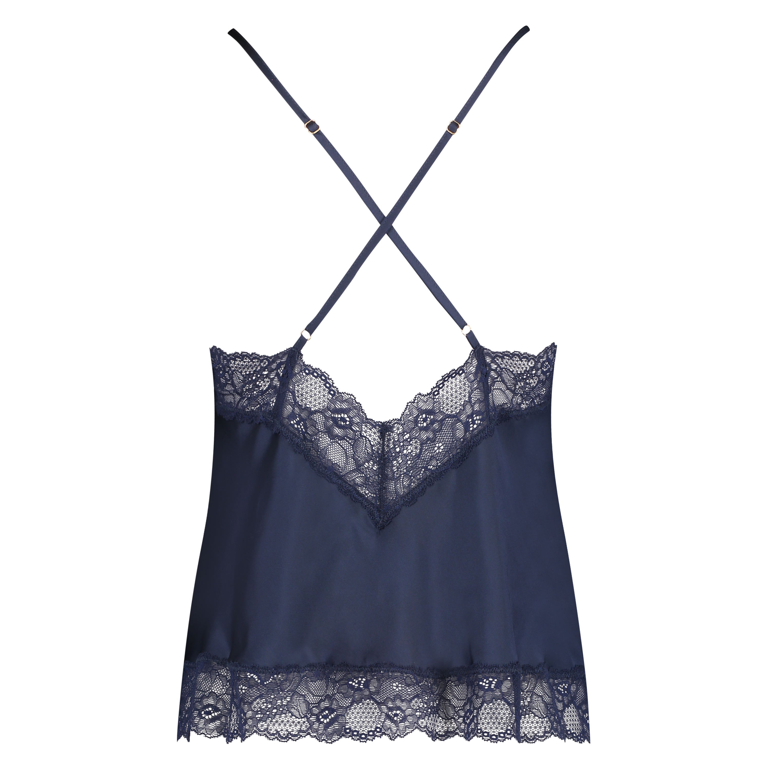 Satin Lace cami top, Blue, main