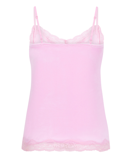 Velours Lace Cami Top, Pink