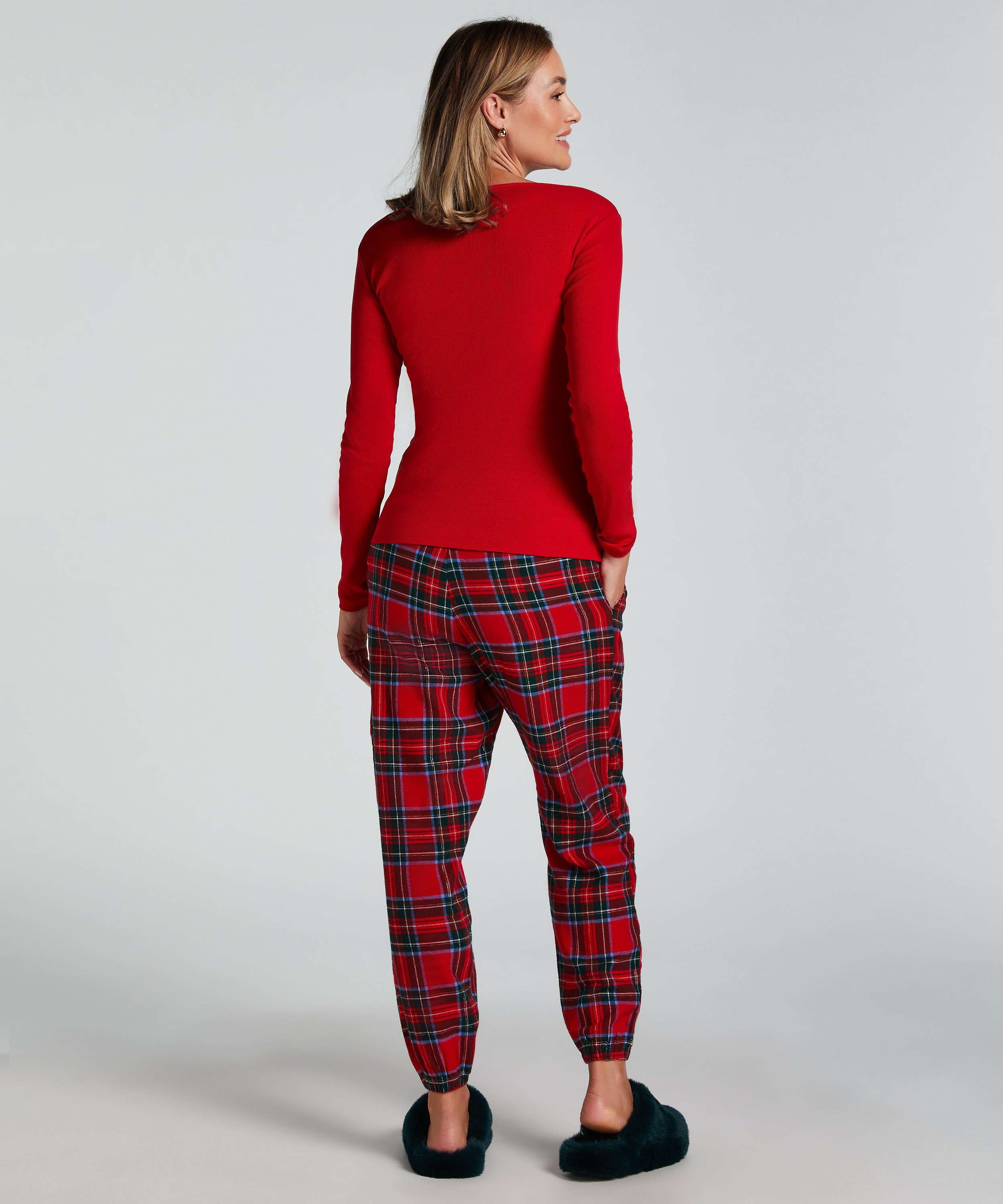 Flannel Pyjama Pants, Red, main