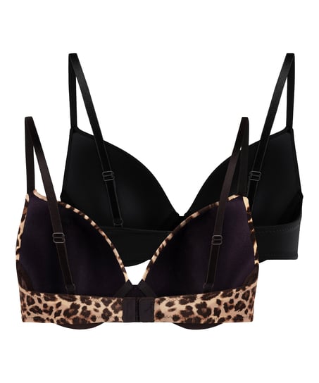 2-Pack Padded Underwired Bra, Black