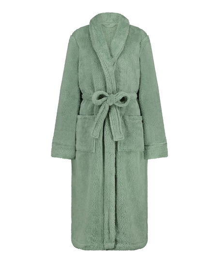 Long Fleece Bathrobe, Green