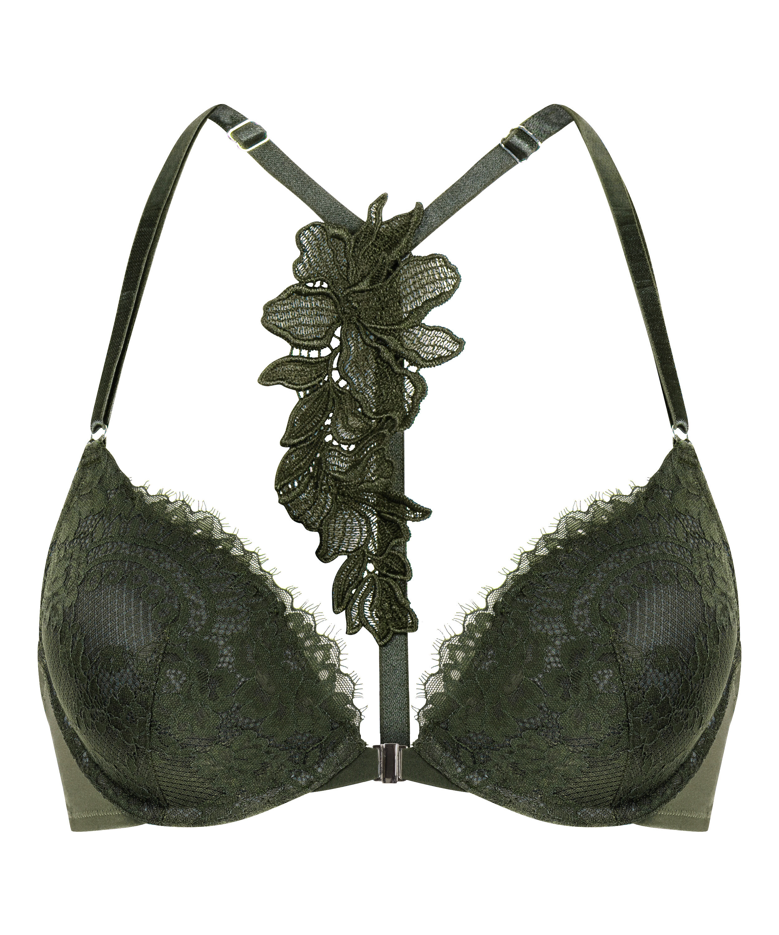 Amara Padded Underwired Push-Up Bra, Green