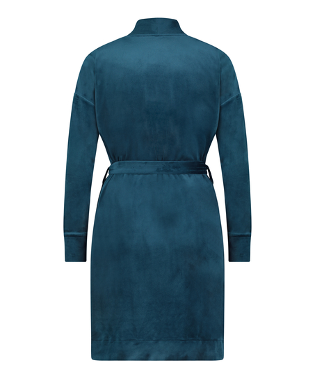 Velours short bathrobe, Blue